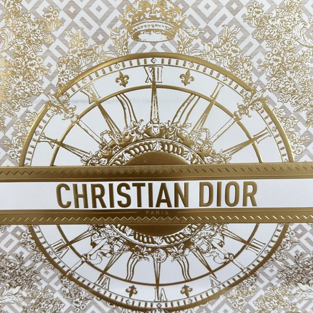 DIOR GOLD & CREAM LUXURY GIFT BAG & DIOR RIBBON